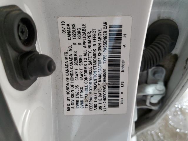 2019 HONDA CIVIC LX - 2HGFC2F6XKH546491