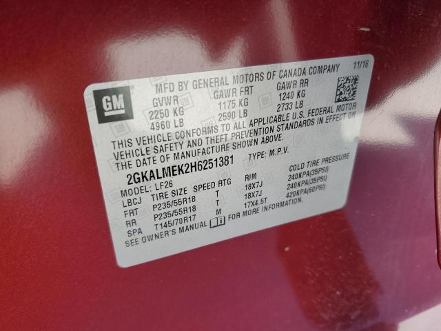 2017 GMC TERRAIN SL 2GKALMEK2H6251381