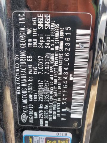 2020 KIA SORENTO L 5XYPG4A34LG623615