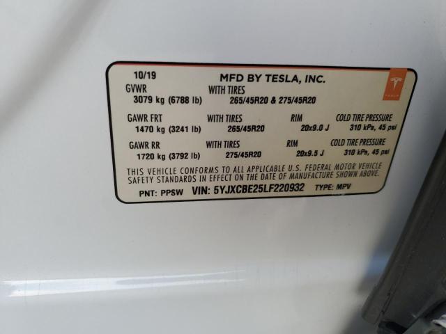 2020 TESLA MODEL X - 5YJXCBE25LF220932