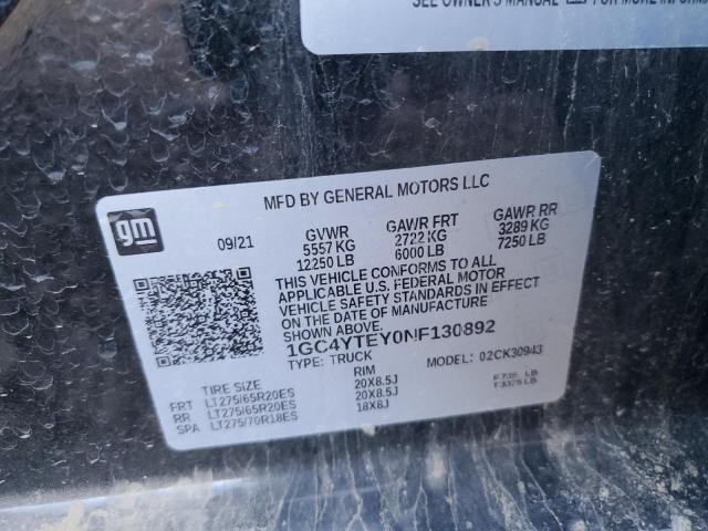 1GC4YTEY0NF130892 2022 CHEVROLET ALL Models