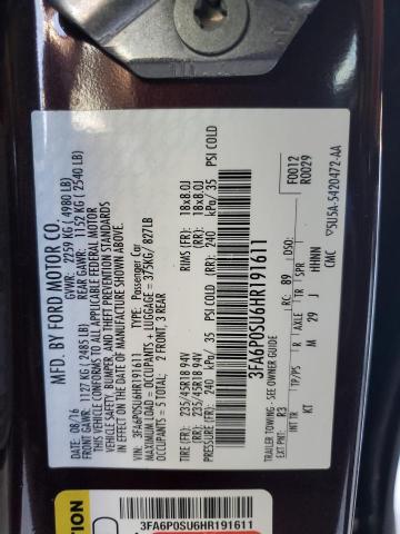 2017 FORD FUSION TIT - 3FA6P0SU6HR191611