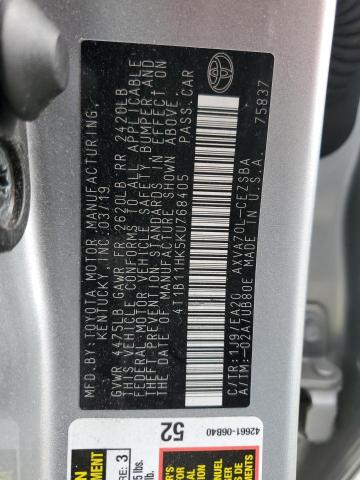 2019 TOYOTA CAMRY L 4T1B11HK5KU768405