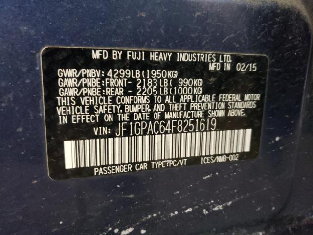 2015 SUBARU IMPREZA PR JF1GPAC64F8251619