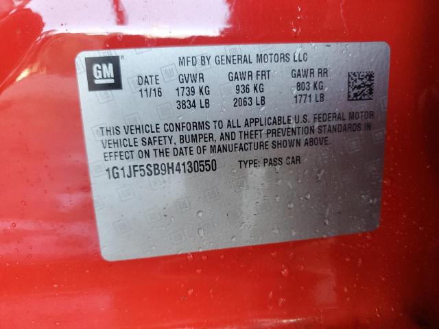 2017 CHEVROLET SONIC PREM 1G1JF5SB9H4130550