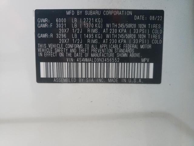 2022 SUBARU ASCENT LIM - 4S4WMALD9N3456552