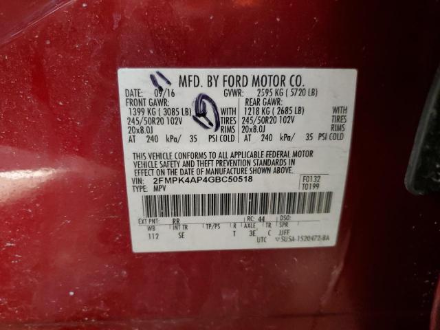 2016 FORD EDGE SPORT 2FMPK4AP4GBC50518