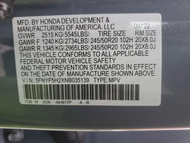 2022 HONDA PILOT SE - 5FNYF5H2XNB035139