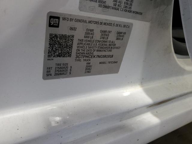 2022 GMC SIERRA C15 - 3GTPHCEK7NG591918
