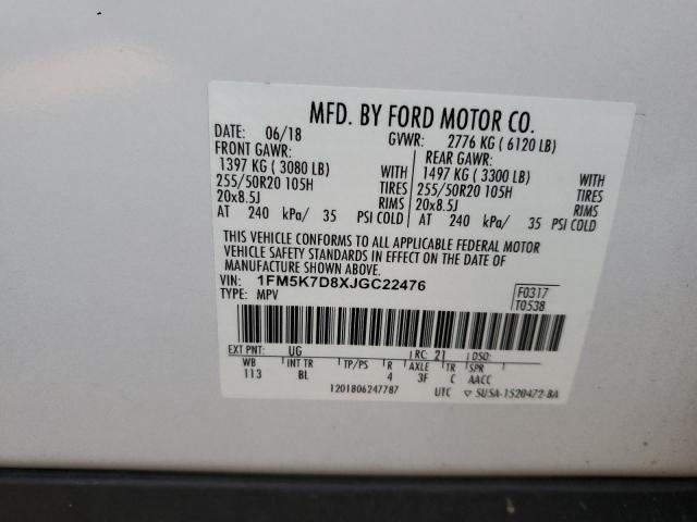 2018 FORD EXPLORER X - 1FM5K7D8XJGC22476