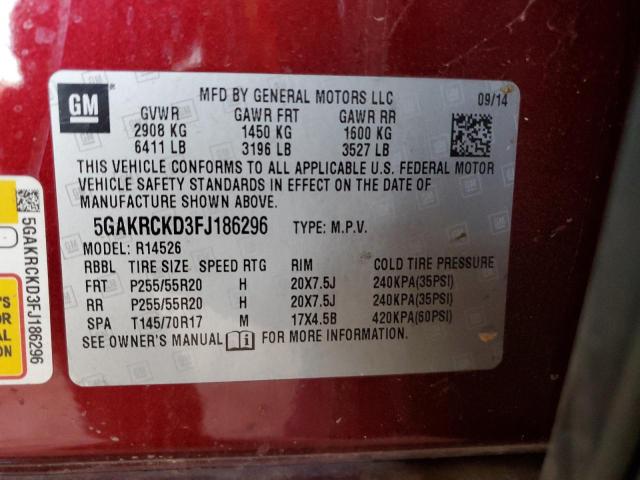 2015 BUICK ENCLAVE - 5GAKRCKD3FJ186296