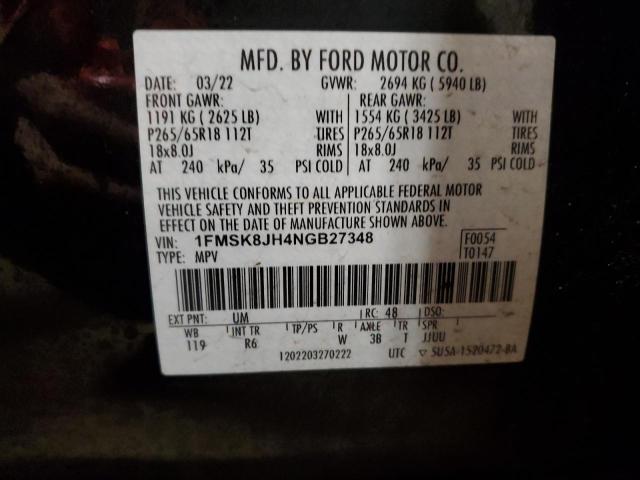 1FMSK8JH4NGB27348 2022 FORD EXPLORER