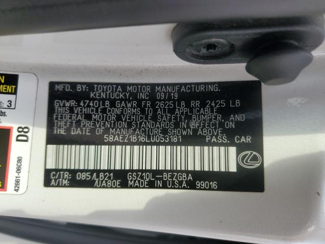 2020 LEXUS ES 350 LUX 58AEZ1B16LU053181