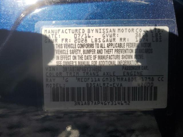 2016 NISSAN SENTRA S - 3N1AB7AP4GY314692
