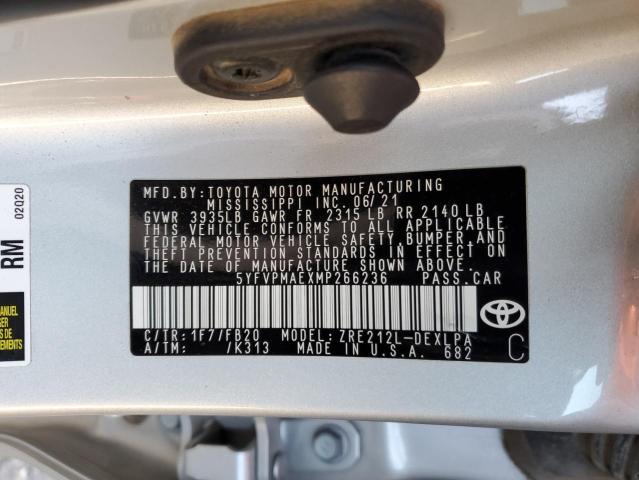2021 TOYOTA COROLLA LE - 5YFVPMAEXMP266236