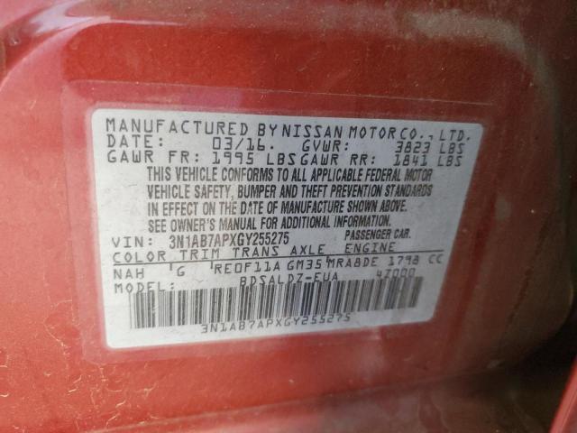 2016 NISSAN SENTRA S 3N1AB7APXGY255275