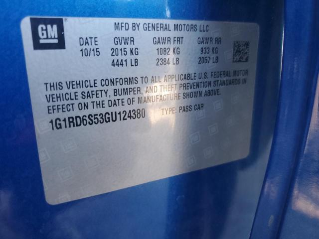 2016 CHEVROLET VOLT LTZ 1G1RD6S53GU124380