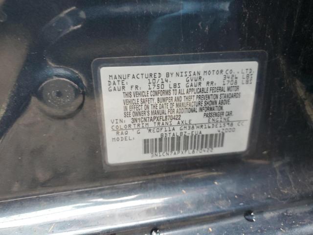 2015 NISSAN VERSA S 3N1CN7APXFL870422