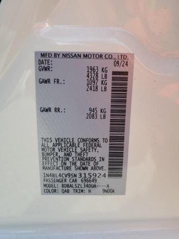 2025 NISSAN ALTIMA SR - 1N4BL4CV9SN315924