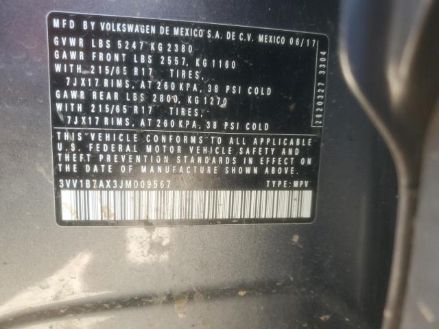 2018 VOLKSWAGEN TIGUAN S - 3VV1B7AX3JM009567