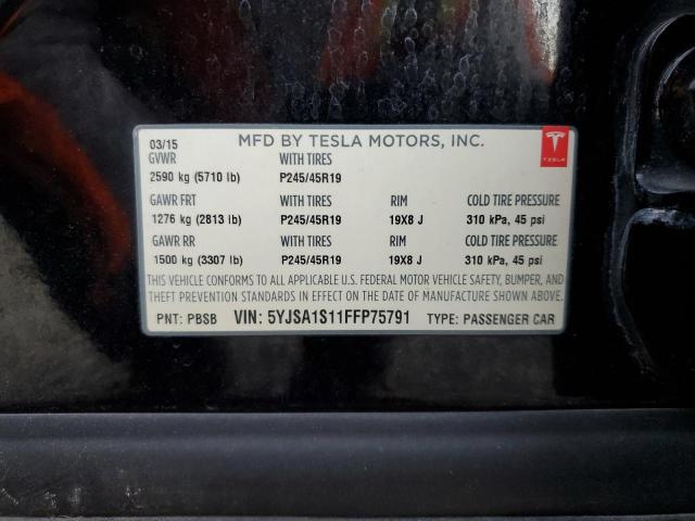 2015 TESLA MODEL S 60 5YJSA1S11FFP75791