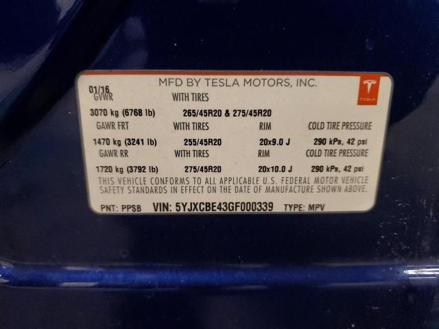 2016 TESLA MODEL X - 5YJXCBE43GF000339