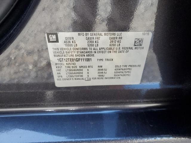 2016 GMC SIERRA K25 - 1GT12TE81GF111081
