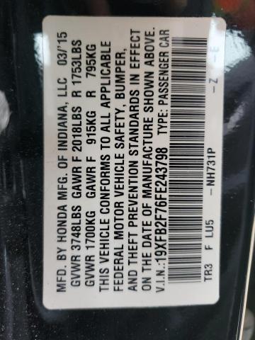 2015 HONDA CIVIC SE 19XFB2F76FE243798