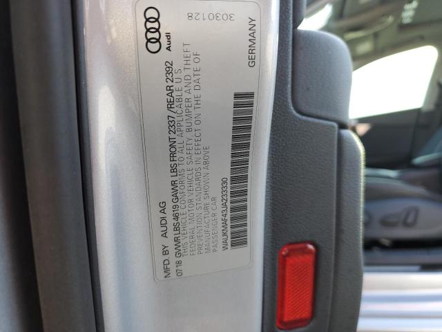 2018 AUDI A4 PREMIUM WAUKMAF43JA233330
