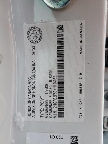 2022 HONDA CIVIC 4D 2HGFE2F53NH126982