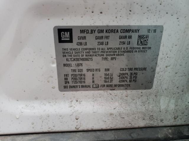 2017 CHEVROLET TRAX LS - KL7CJKSB7HB086215