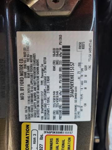 2017 FORD FUSION TIT - 3FA6P0K9XHR115157