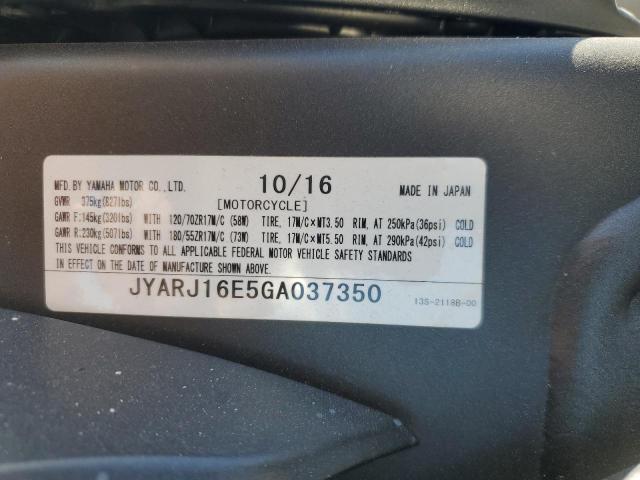 2016 YAMAHA YZFR6 JYARJ16E5GA037350