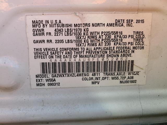 2015 MITSUBISHI OUTLANDER - 4A4AR4AU6FE052062