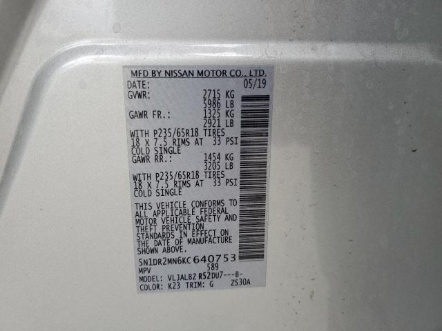 2019 NISSAN PATHFINDER - 5N1DR2MN6KC640753