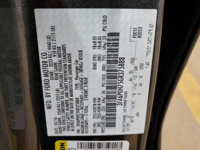 2016 FORD FUSION SE 3FA6P0H75GR375888