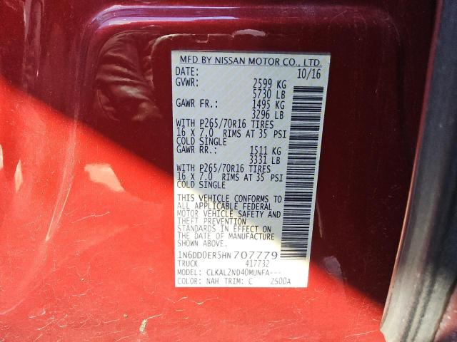 2017 NISSAN FRONTIER S - 1N6DD0ER5HN707779