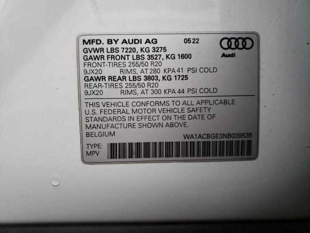 2022 AUDI E-TRON S P WA1ACBGE3NB039535