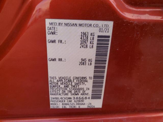 2021 NISSAN ALTIMA SR 1N4BL4CV1MN346684