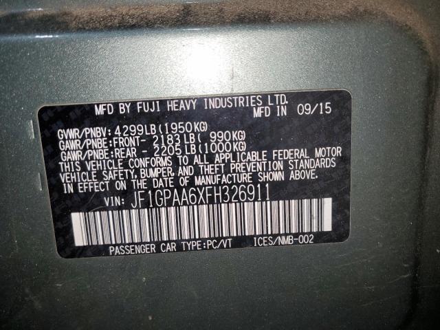 2015 SUBARU IMPREZA - JF1GPAA6XFH326911