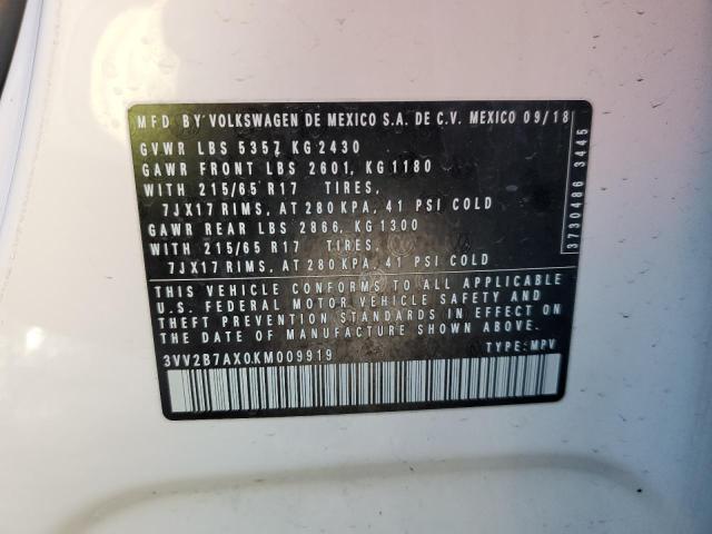 2019 VOLKSWAGEN TIGUAN SE - 3VV2B7AX0KM009919