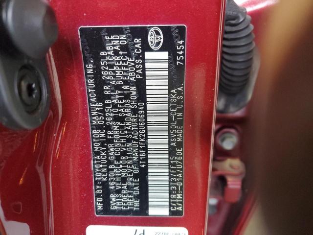 2016 TOYOTA CAMRY LE 4T1BF1FK2GU606940