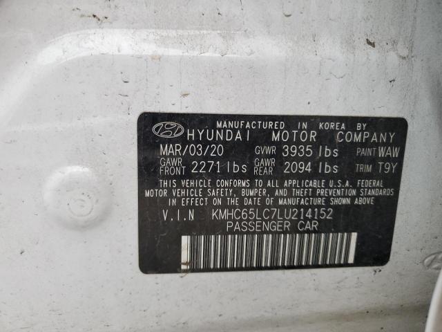 2020 HYUNDAI IONIQ BLUE - KMHC65LC7LU214152