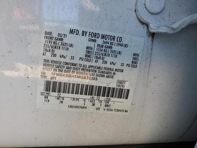 2021 FORD EXPLORER - 1FMSK8BH5MGB33303