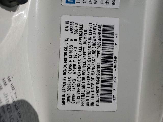 2015 HONDA CR-Z EX JHMZF1D64FS001884