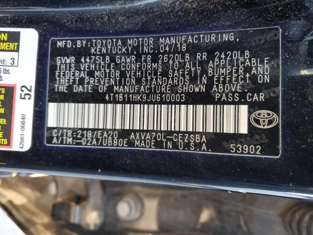 2018 TOYOTA CAMRY L - 4T1B11HK9JU610003