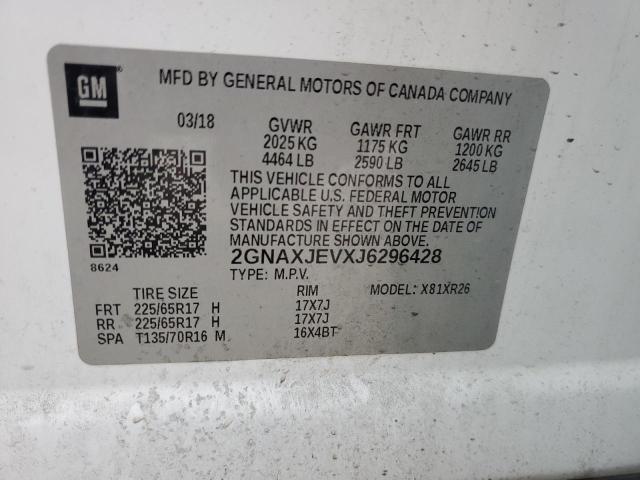 2018 CHEVROLET EQUINOX LT - 2GNAXJEVXJ6296428