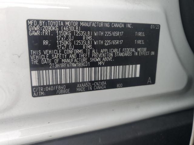 2022 TOYOTA RAV4 LE 2T3H1RFV7NW189031