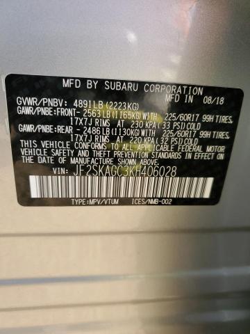 2019 SUBARU FORESTER JF2SKAGC3KH406028