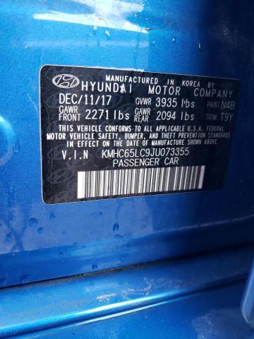 2018 HYUNDAI IONIQ BLUE KMHC65LC9JU073355